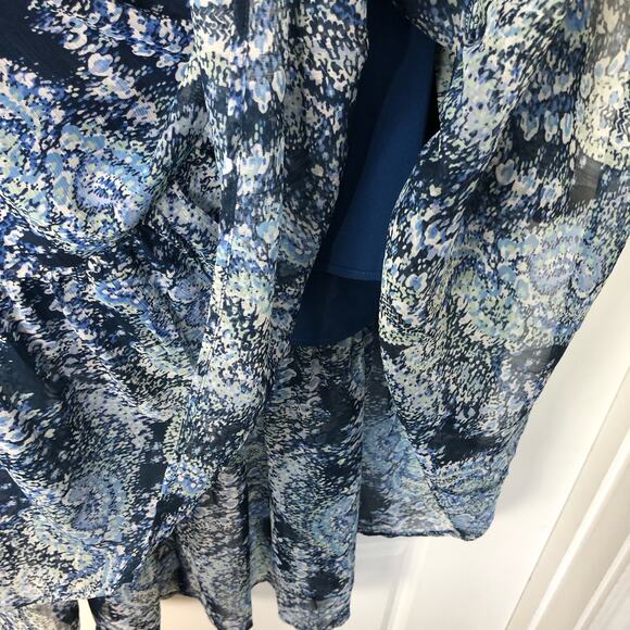 Joie NWT Wms Large Parisian Paisley Blue Printed Midi Dress Tiered Flowy - Picture 9 of 13
